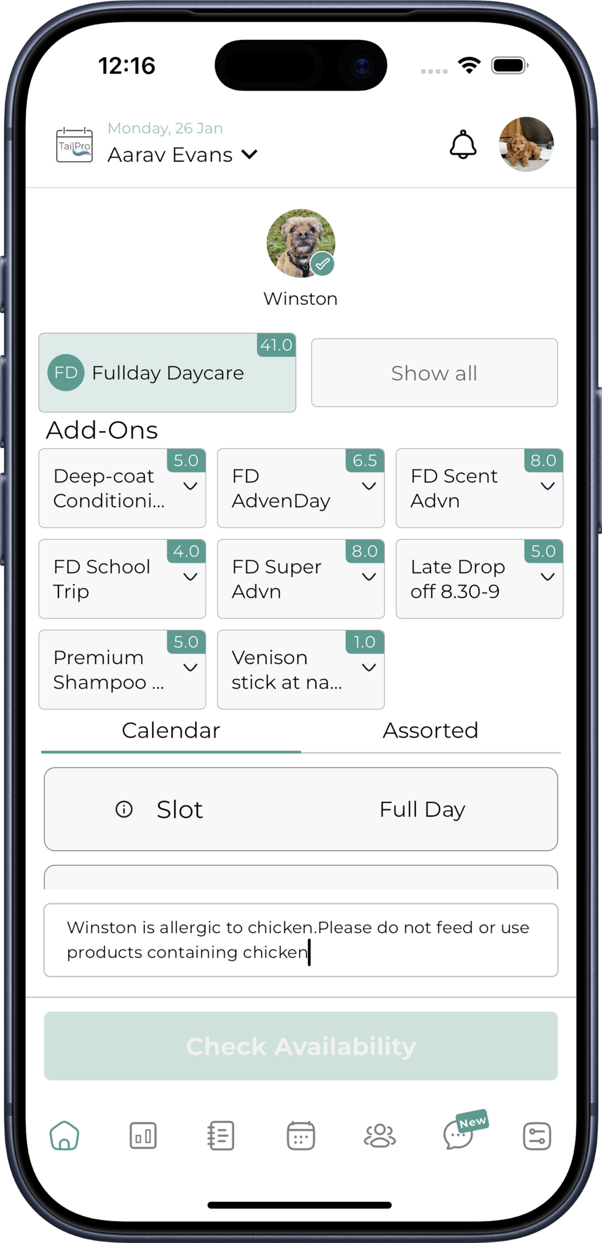 All Features private booking notes